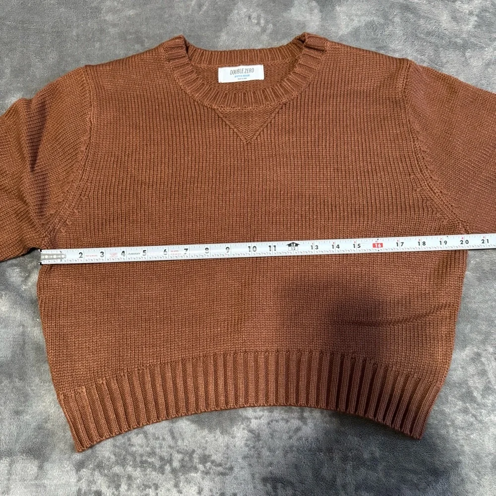 Double Zero Women Brown Long Sleeves Cozy Cropped Relaxed Sweater Size Medium‎